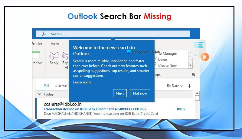 Outlook Search Bar Missing