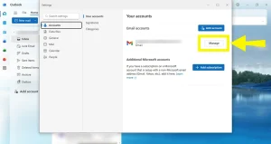 Click Manage next to the email